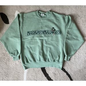 Vintage 90s Crazy Shirts Hawaii Coconut Girl Double Sided Green Sweater Medium
